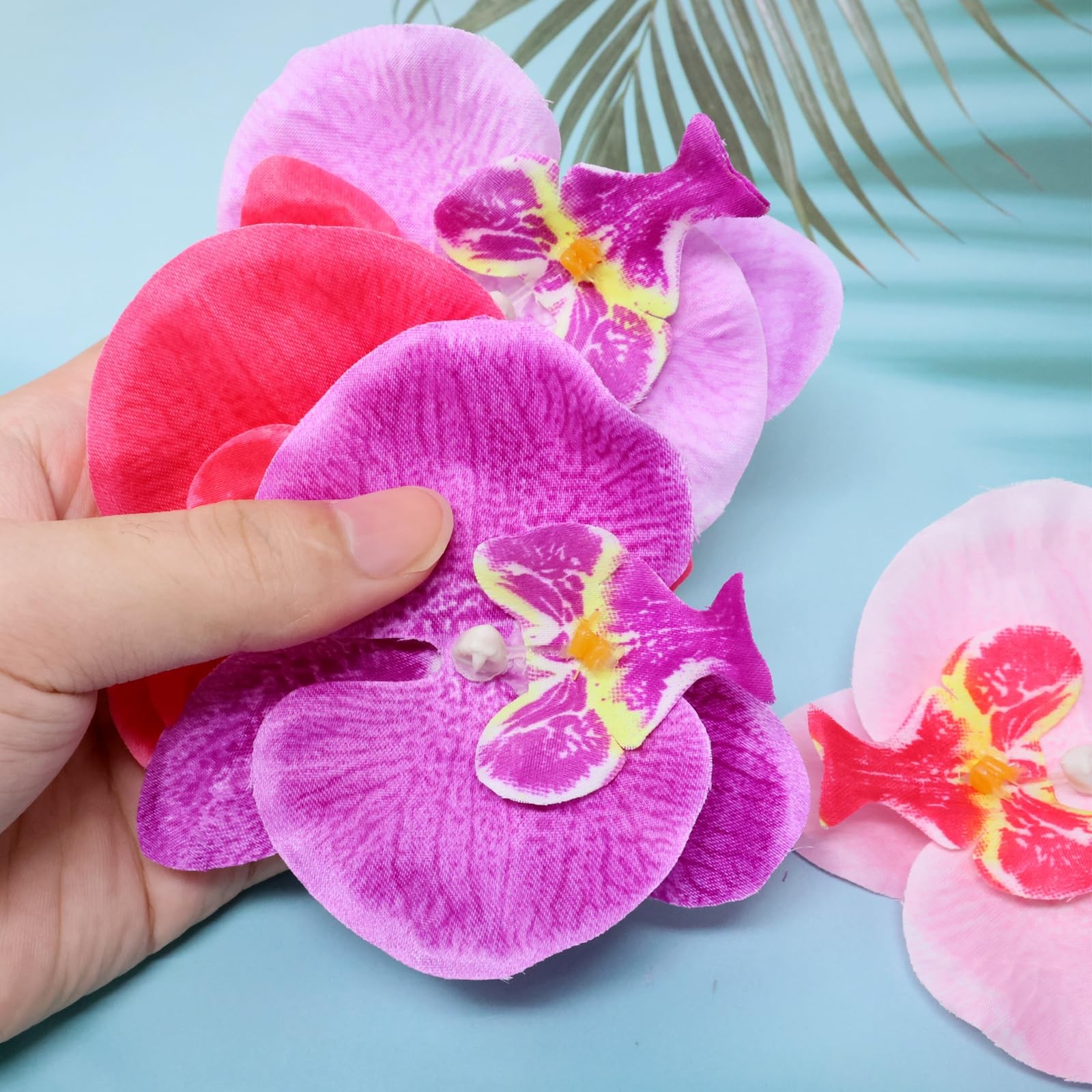 24PCS Fabric Butterfly Orchid Flower Heads Artificial Fake Flowers Heads for …