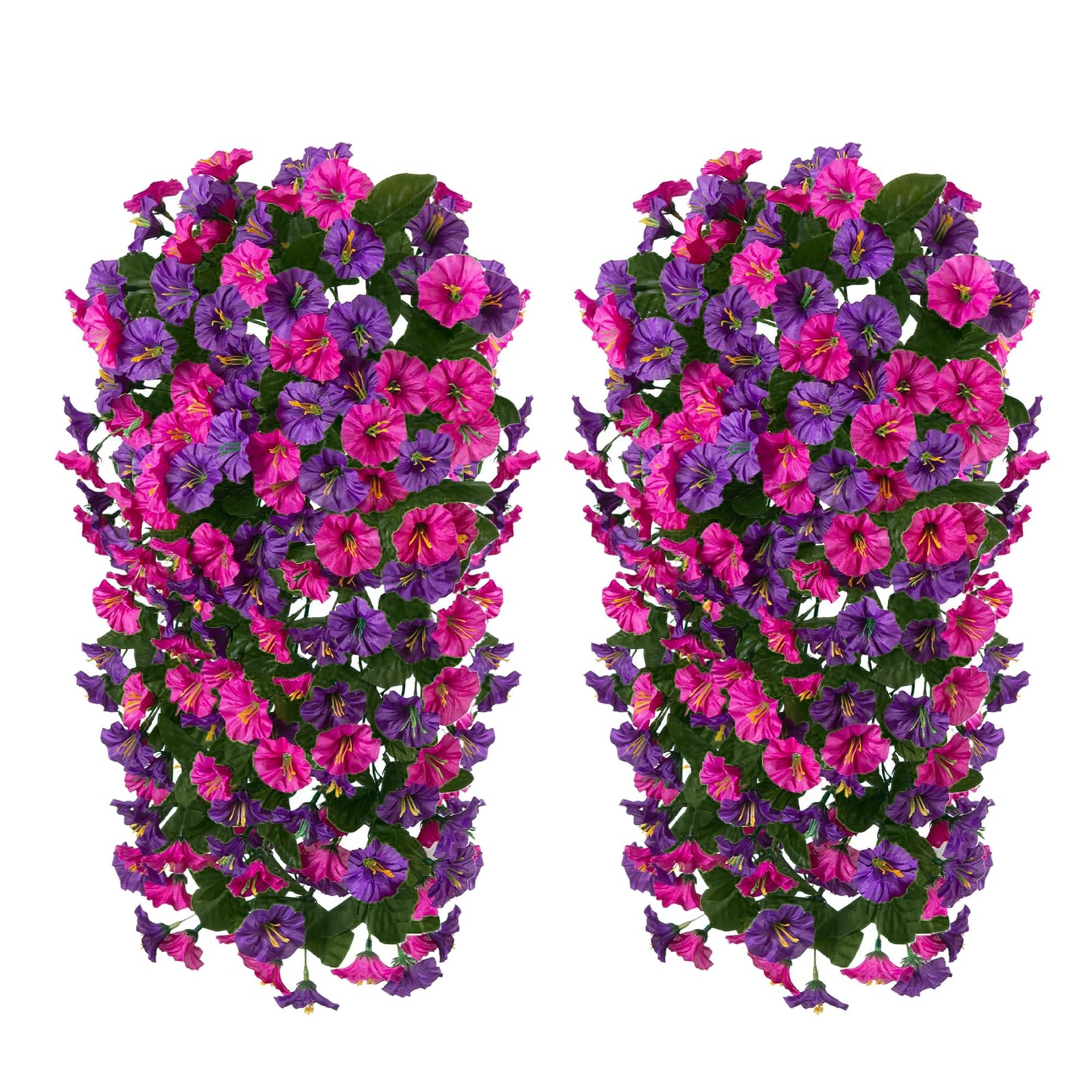 Artificial Fake Hanging Flowers Plants for Outdoor Outside, 2PCS Faux Silk Mo…
