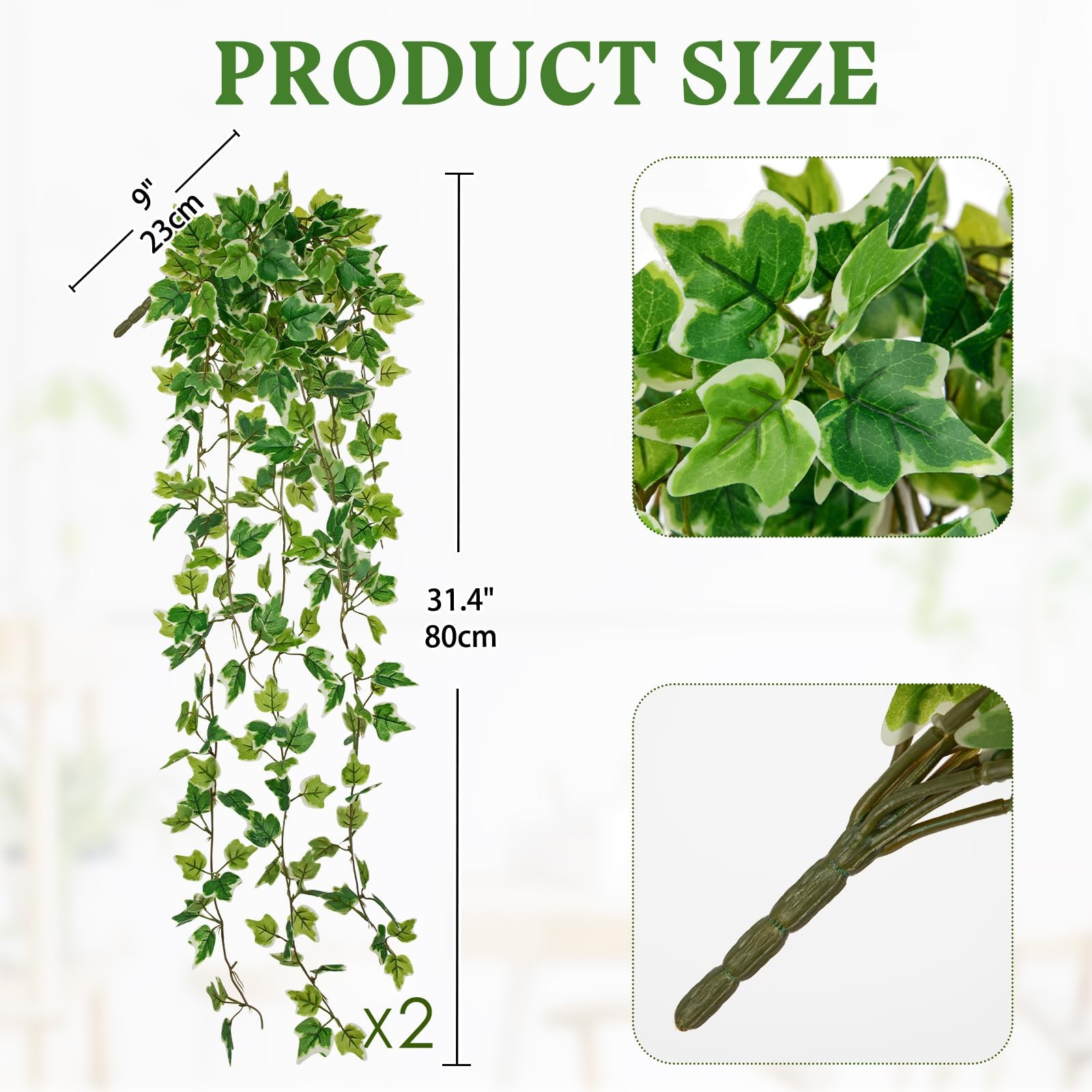 2pcs Artificial Hanging Plants 31″ Fake Ivy Vine Faux Ivy Leaves Hanging Plan…