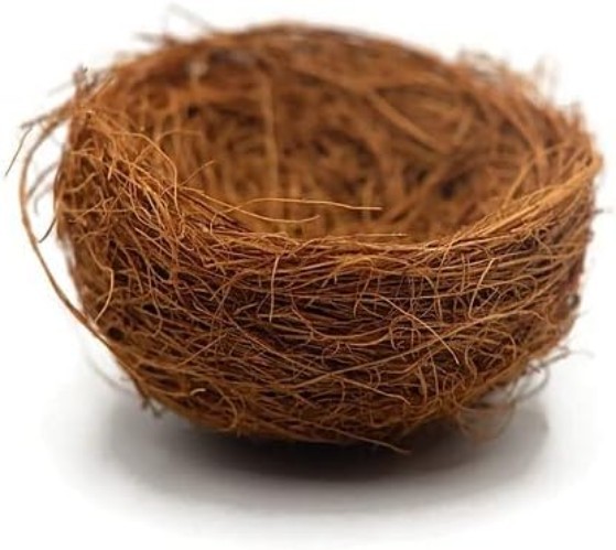 Set of 3 Natural Coconut Fiber Bird Nests – Rustic Decorative Accents for Home