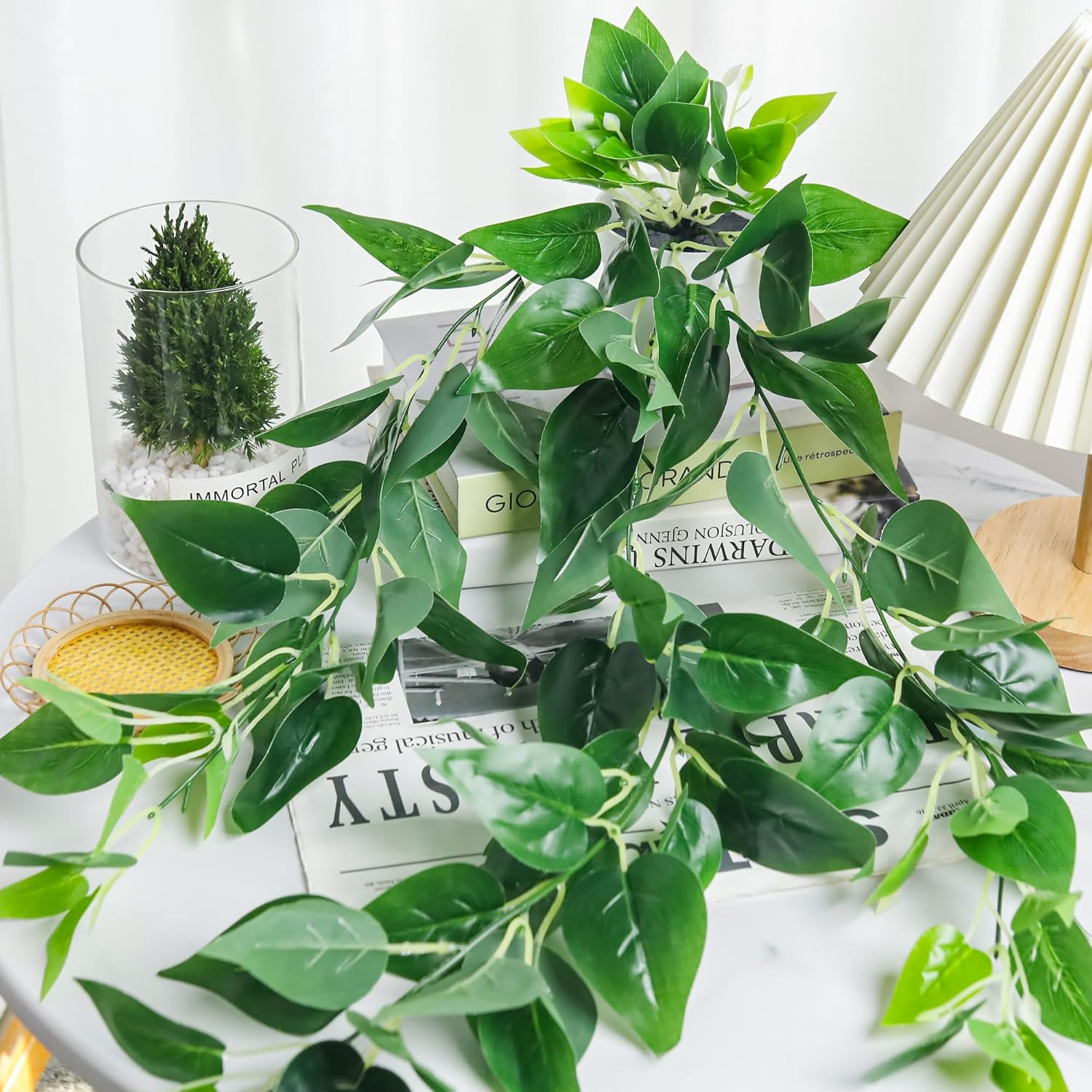 Der Rose 4 Pack Fake Plants Hanging Faux Potted Ivy Vine Artificial Mandala Plan