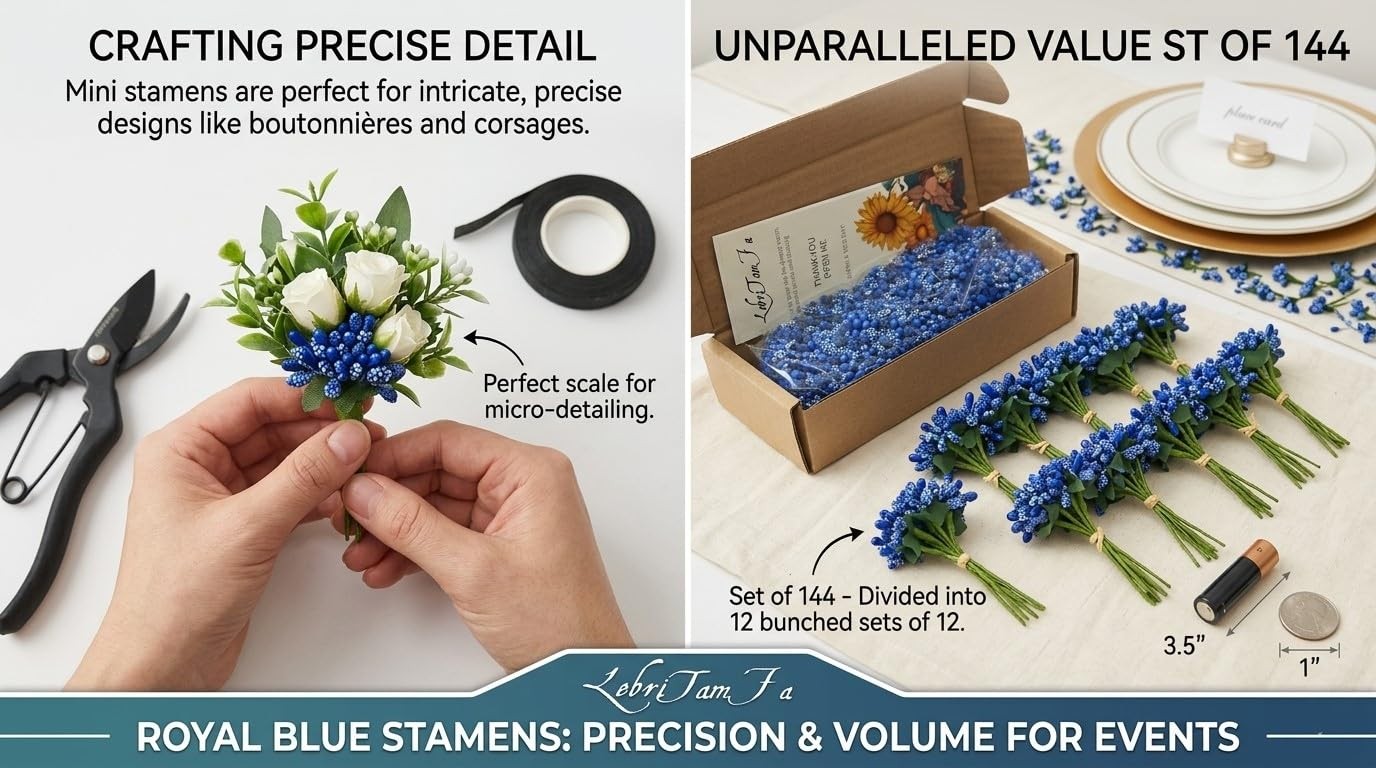 144PCS Mini Flower Stamens, Soft Stems & Tiny Berries Artificial DIY Craft Su…