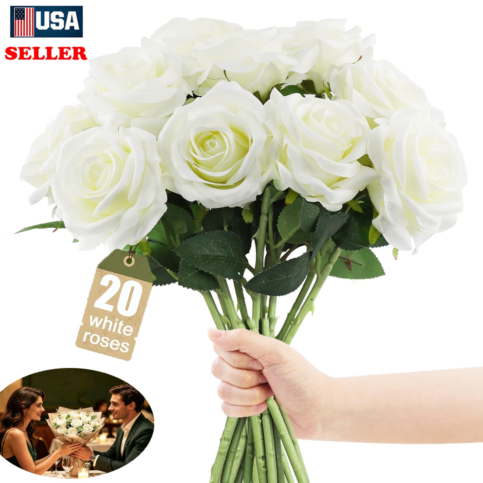 10-20x Rose Artificial Flowers in Bulk Lifelike Silk Roses Bouquets Faux Flowers