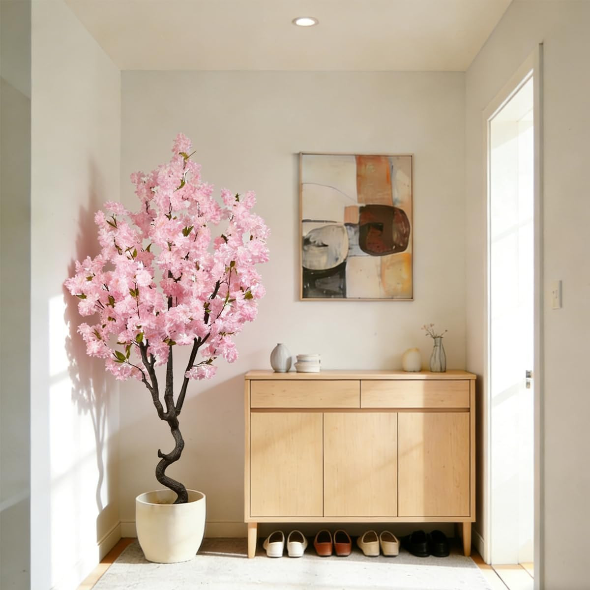 6FT Artificial Pink Cherry Blossom Tree – Faux Floral Decor for Home & Garden