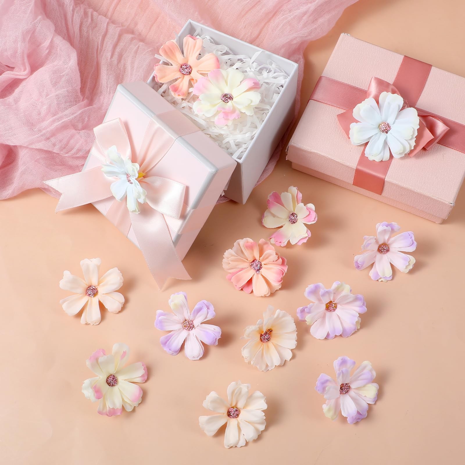 100 Pcs Faux Daisy Flower Heads for Craft, Artificial Mini Silk Faux Flowers …