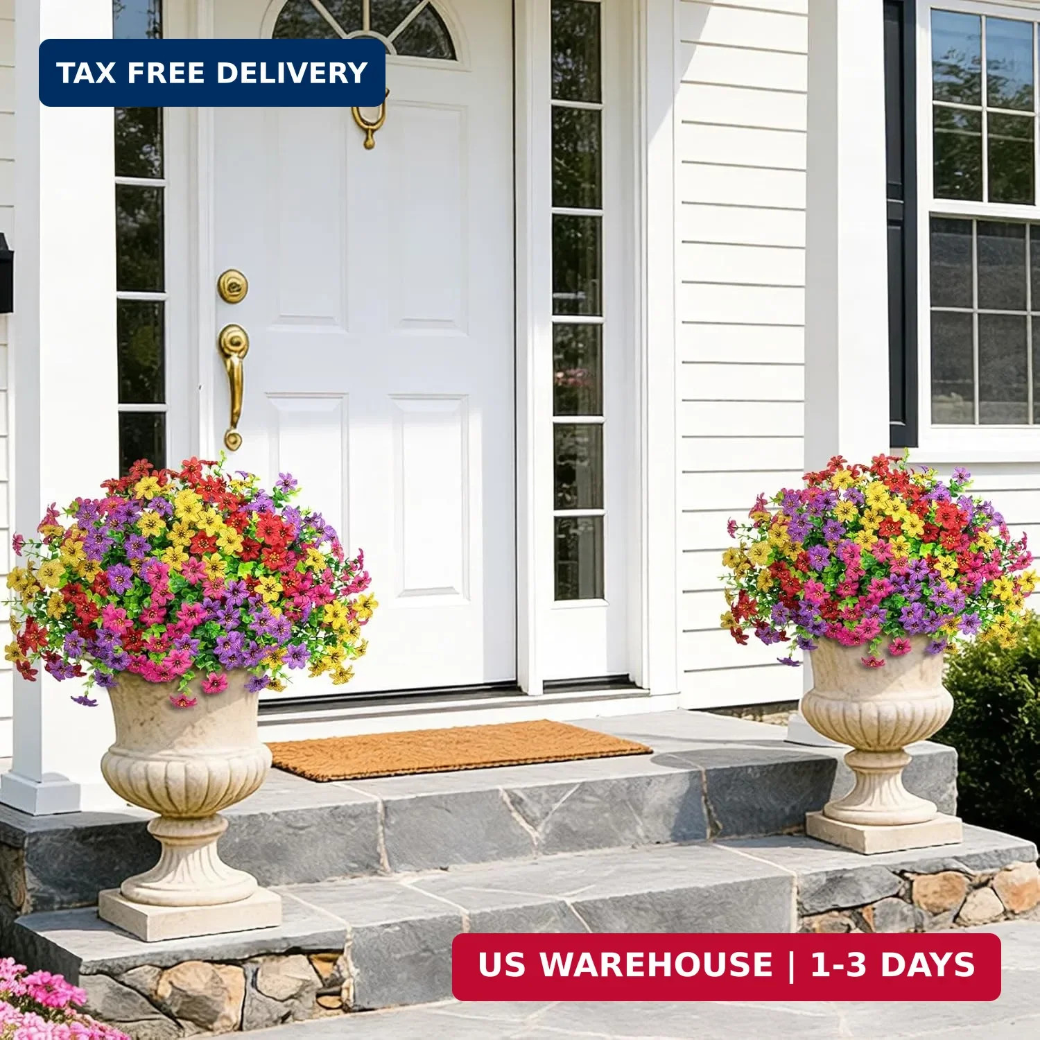 20 Bundles Artificial Flowers for Outdoors, Fake Silk Flowers UV Resistant Faux