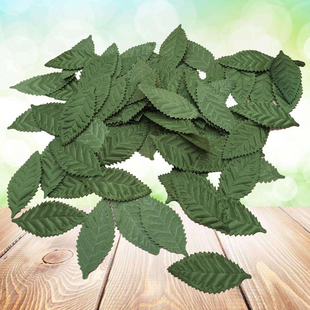 100Pcs DIY Accessories Reusable Green Artificial Silk Leaves for Wedding Decor