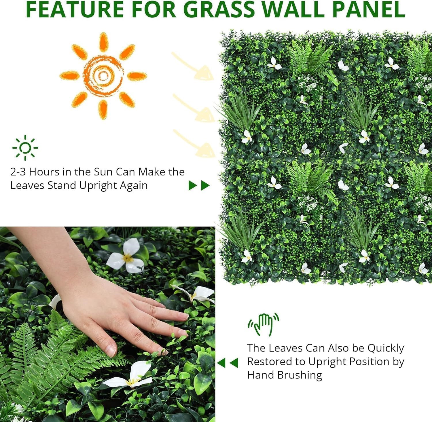 6 Pcs Artificial Boxwood Hedge Panels w/ 100 Zip Ties 20″ x 20″ Privacy Wall NEW