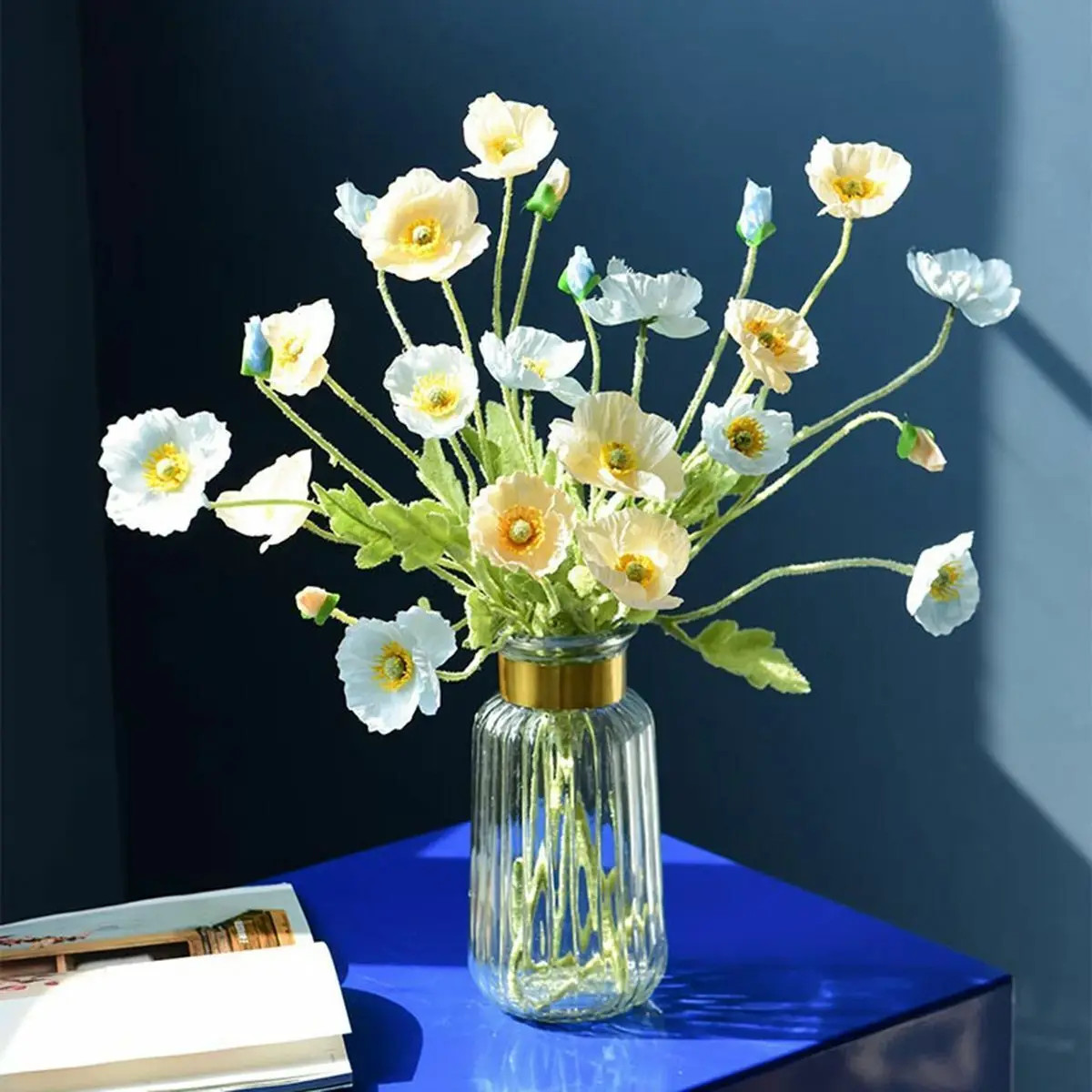 4 Head Artificial Flowers Bouquet Poppy Fake Flowers for Home Decor Garden Party