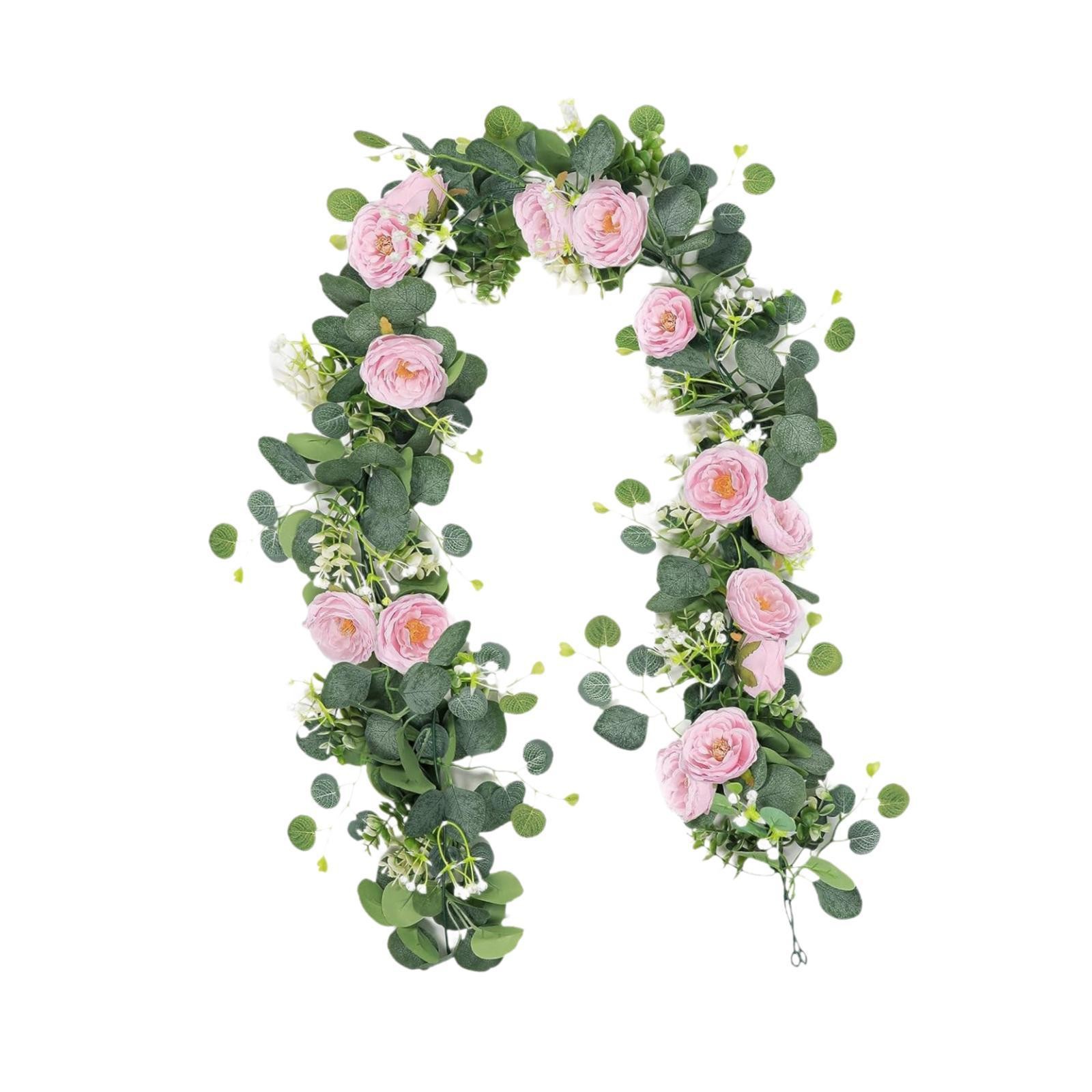 Hanging Fake Rose Silk Flowers Greenery Plant for Home Holiday Wedding Arch