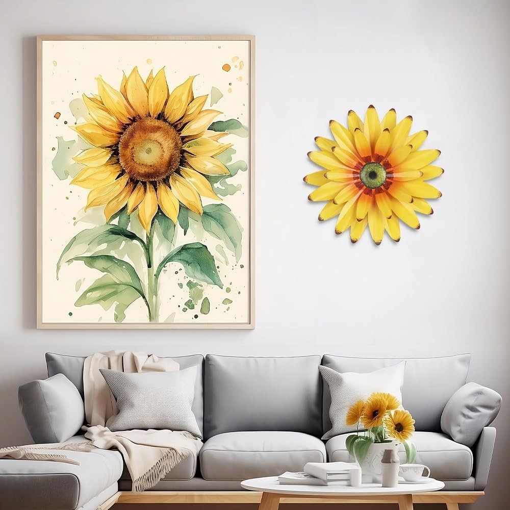 Sunflower Decor 11″ Metal Flower Wall Decor for Indoor Outdoor, Sunflower Kitche