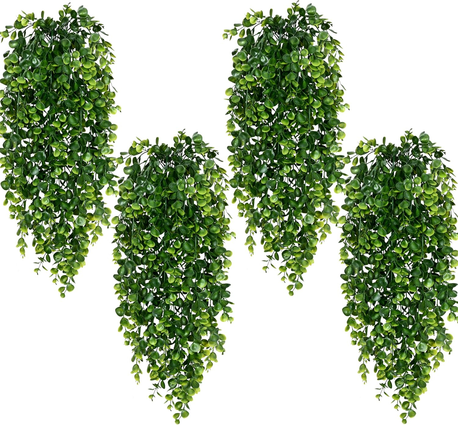 4Pcs Fake Hanging Plants 2.7Ft Fake Plants Eucalyptus Leaves UV Resistant Fake V