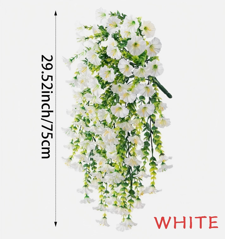 VALUE! 2PCS Artificial Morning Glory Vines UV Resistant Hanging Flowers Outdoor