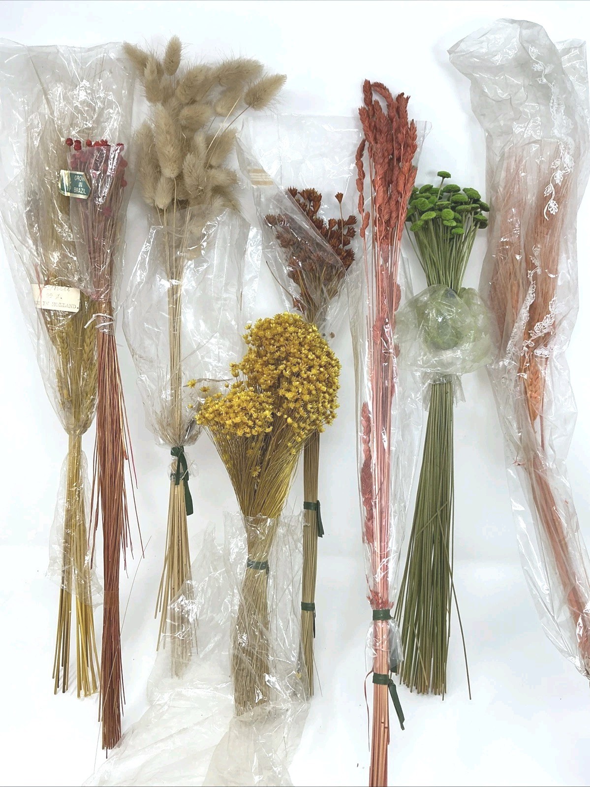 Vintage Dried Flower Bunches Lot of 8 Bunches 12″ – 30” L Crafts Floral Bouquets