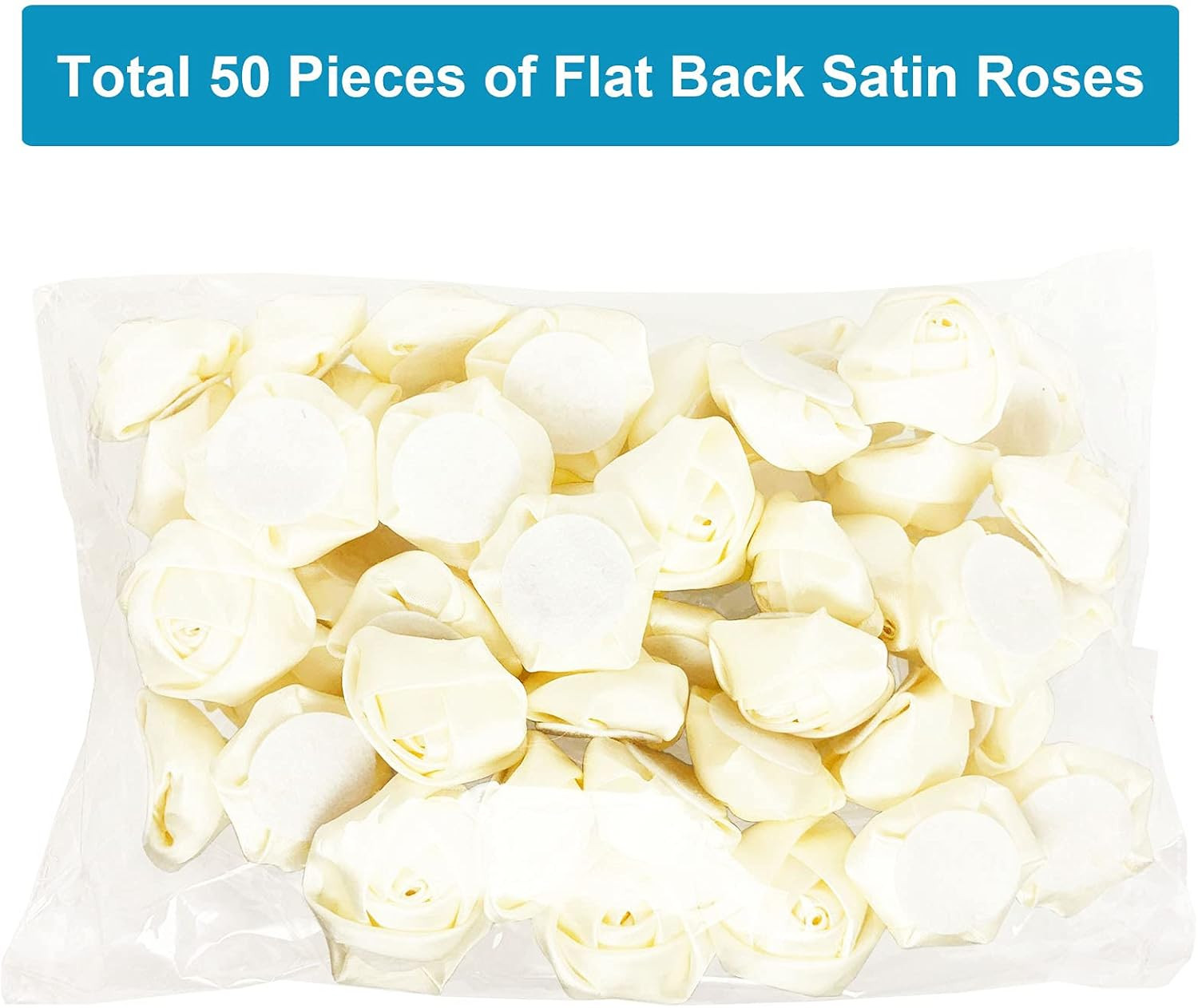 50Pcs Satin Ribbon Rose 4D Handmade Fabric Flowers 1.4″ for DIY Wedding Bouquet