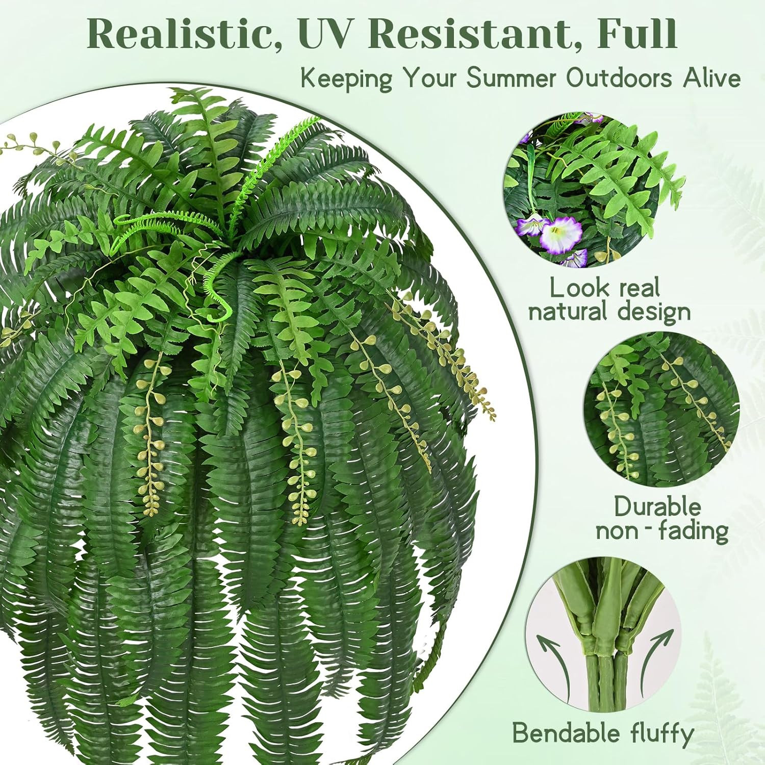 2 Pcs 67″ Fake Ferns Large Artificial Plants Outdoor, Artificial Ferns for Outdo