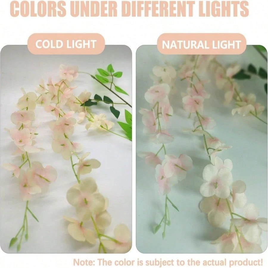 New 12pcs Teal Wisteria Hanging Flowers Garland 377Ft Artificial Vine Decor