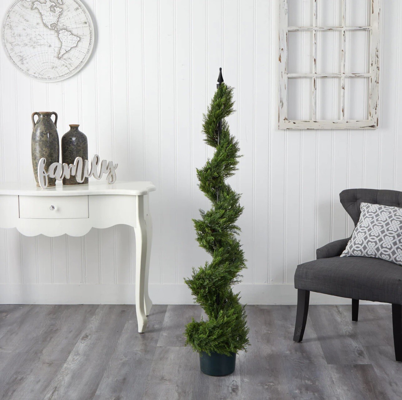 5’ Topiary Cedar Cypress Spiral Artificial Tree in Pole UV Resistant Retail $226