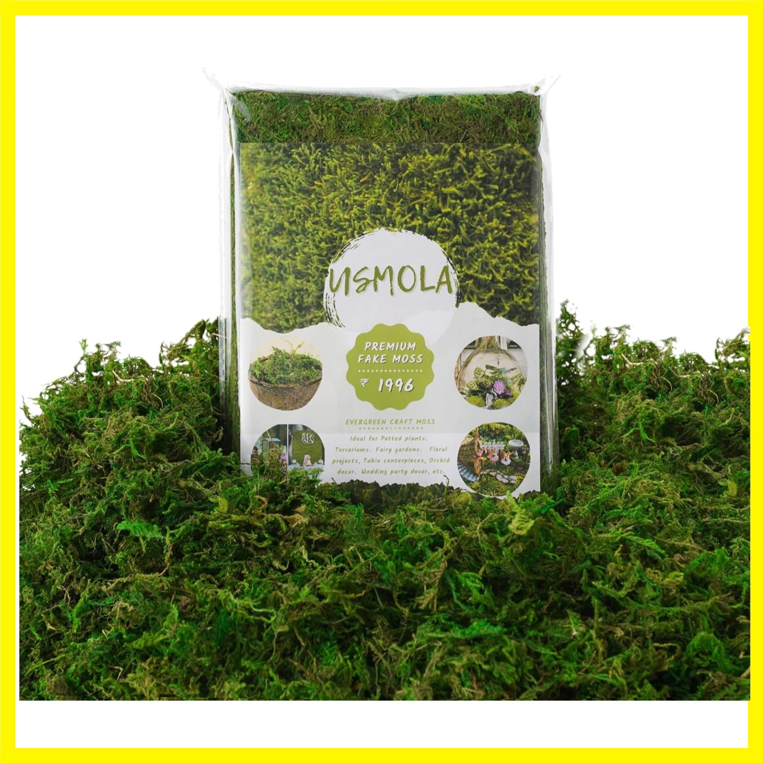 8OZ Fake Green Moss for Crafts, Terrariums, Fairy Gardens & Indoor Plants – N…