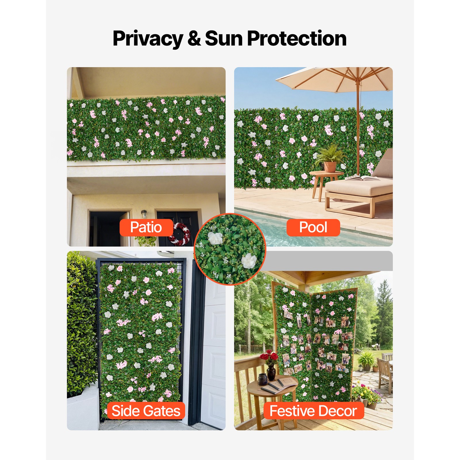 Uimoso Artificial Floral Wall Backdrop, 2PCS 2 x 8 ft Each Decorative Panel