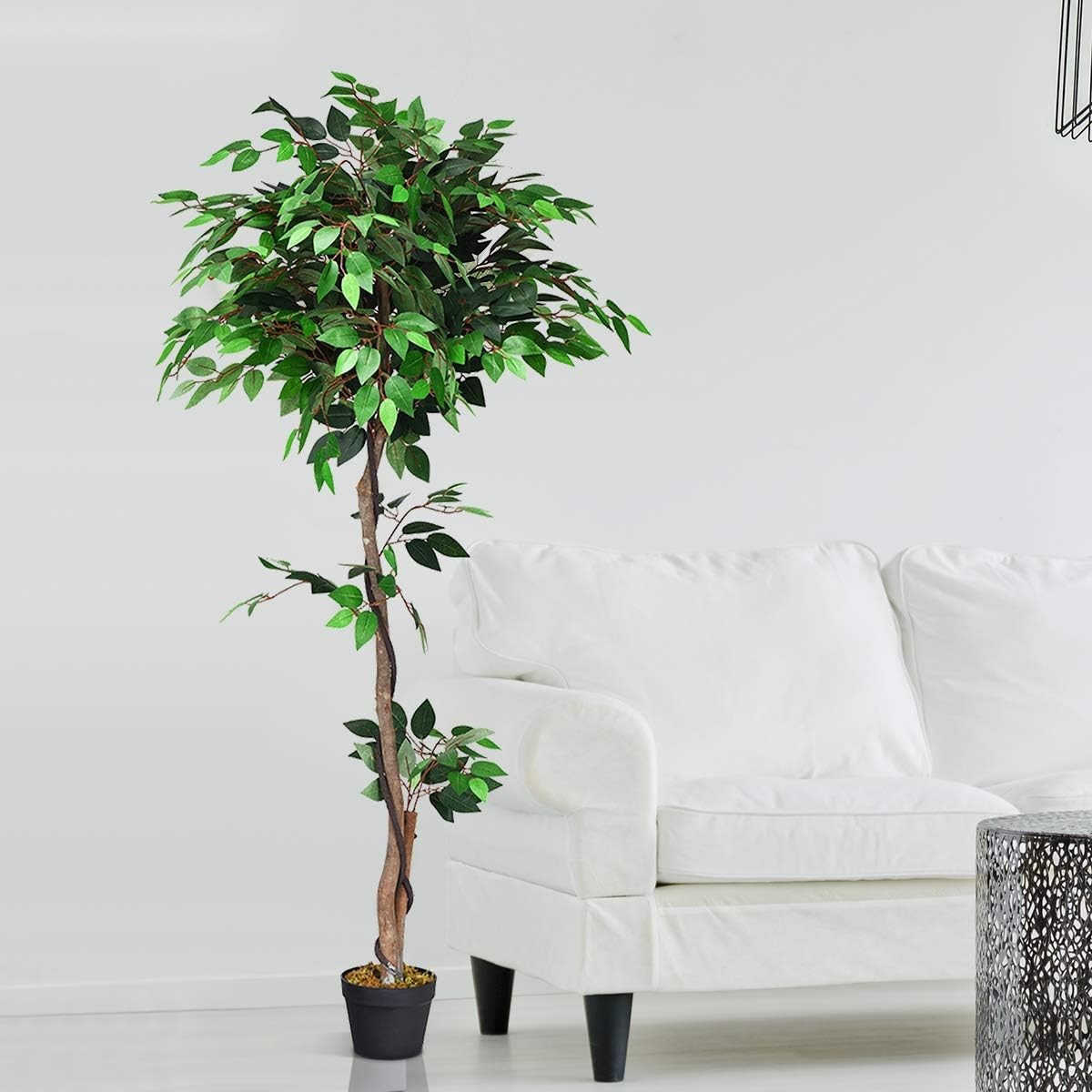 5.5ft Artificial Ficus Tree Fake Greenery Plants in Pots for Indoor and Outdoor