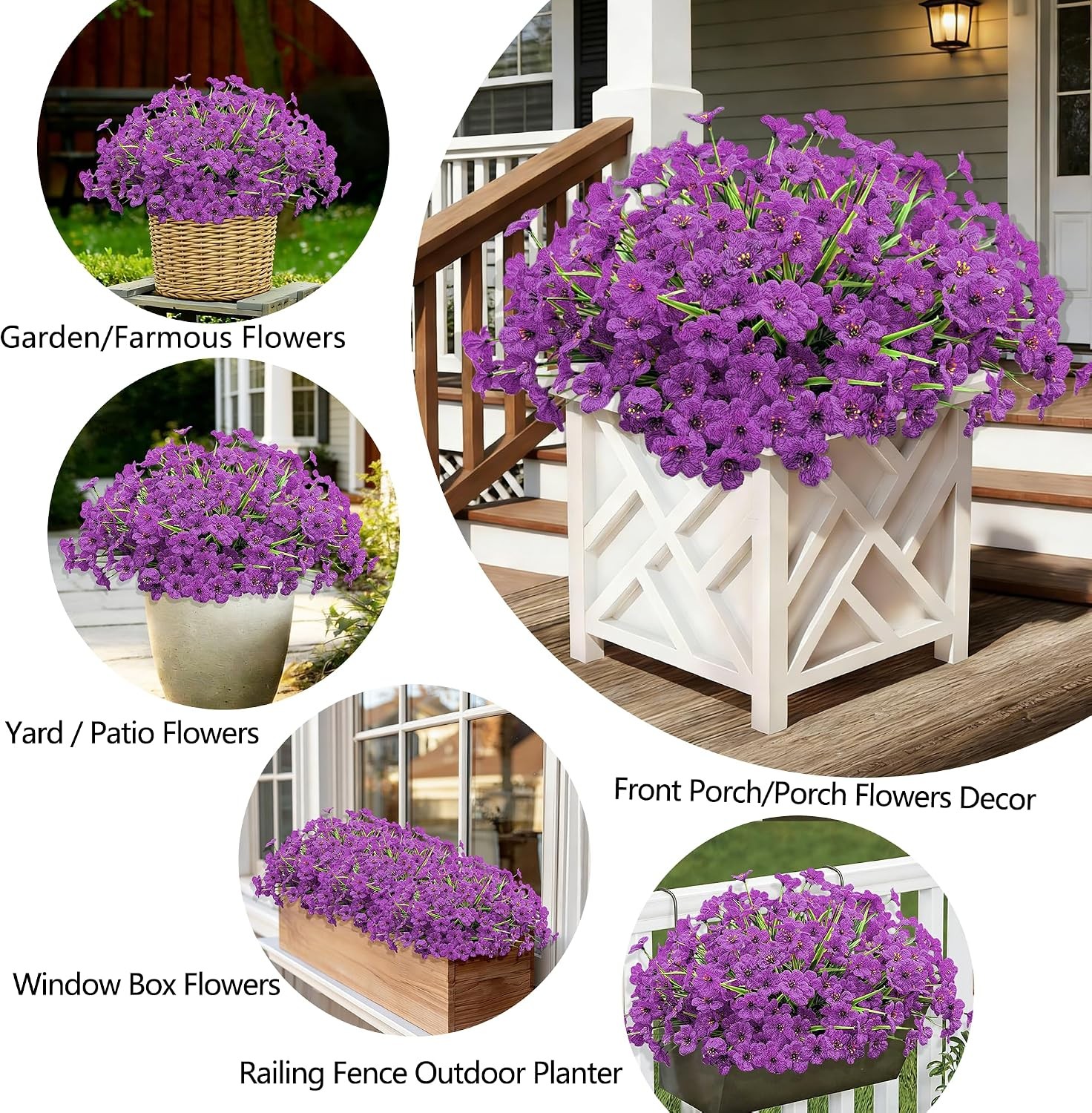 20 Bundles Artificial Flowers for Outdoors, UV Resistant Fake Realistic
