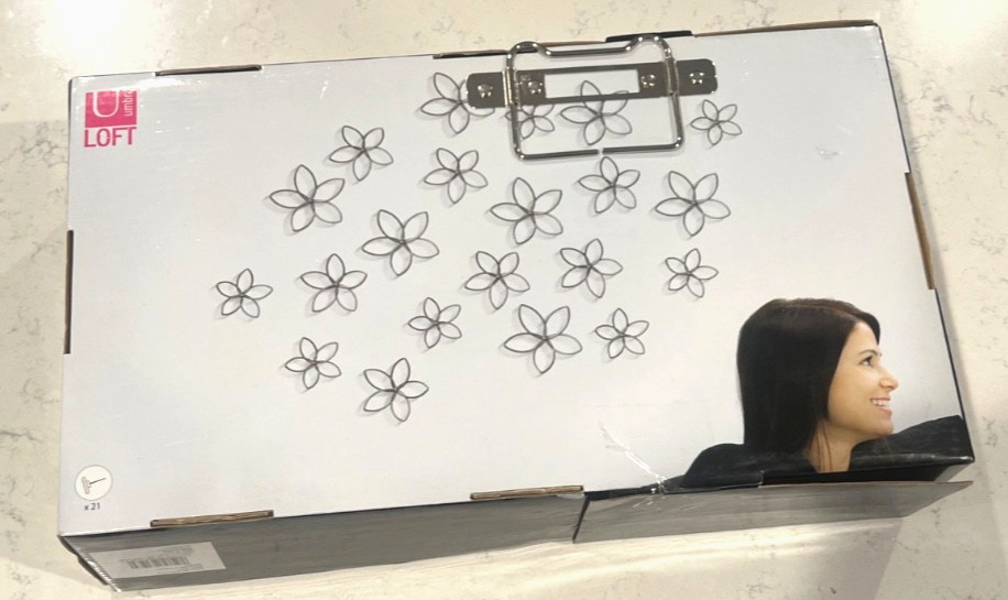 Umbra Loft Florette 3D Flower Hanging Wall Art Decor Nickel Tone Set Of 21