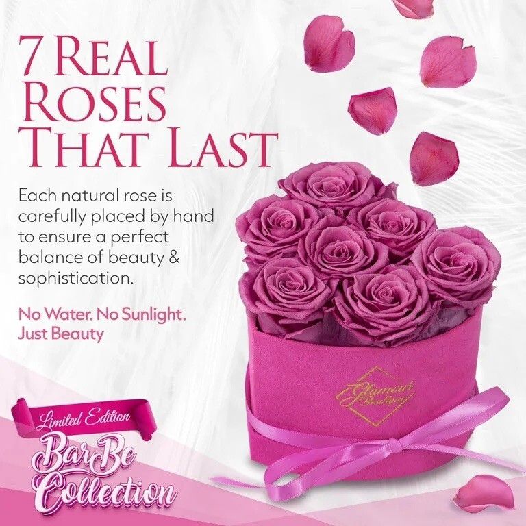 7-Piece Forever Flowers Heart Box – Preserved Roses, Lasts 1 Year, Gift for Mom