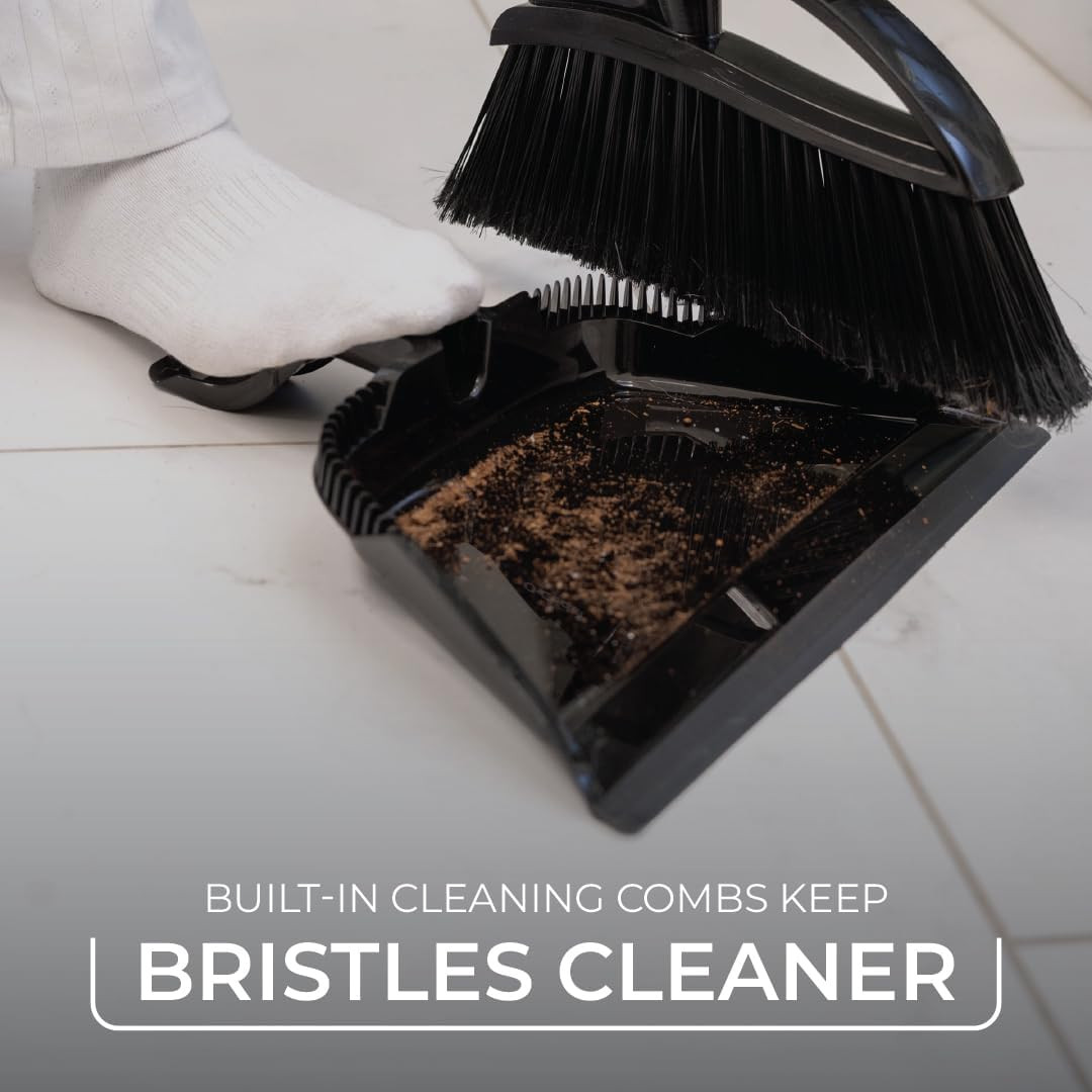 Indoor & Outdoor Strong Sweep Broom & Brush Bundle | Heavy Duty Bristles Remo…