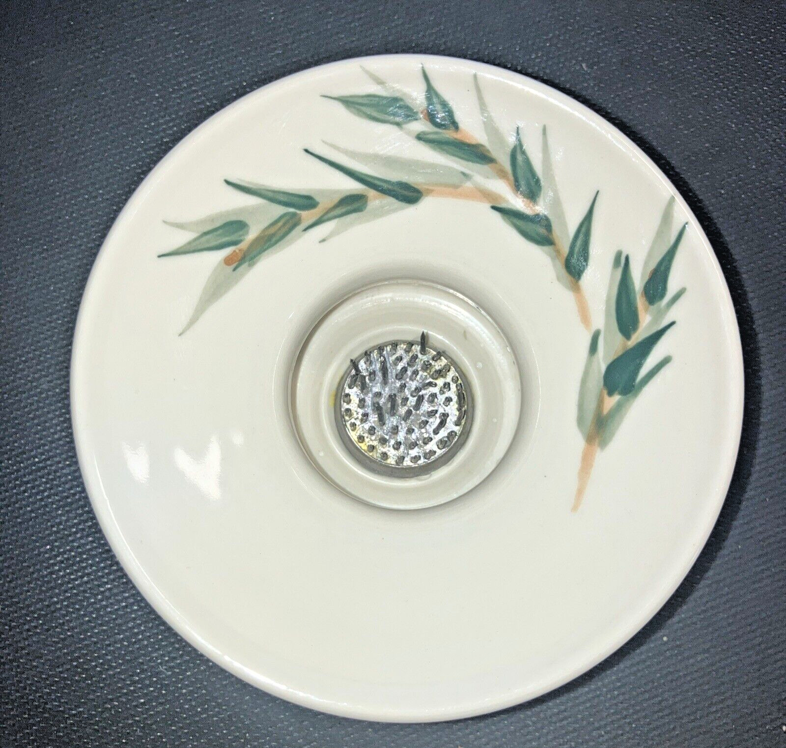 Vintage Flower Holder Porcelain metal