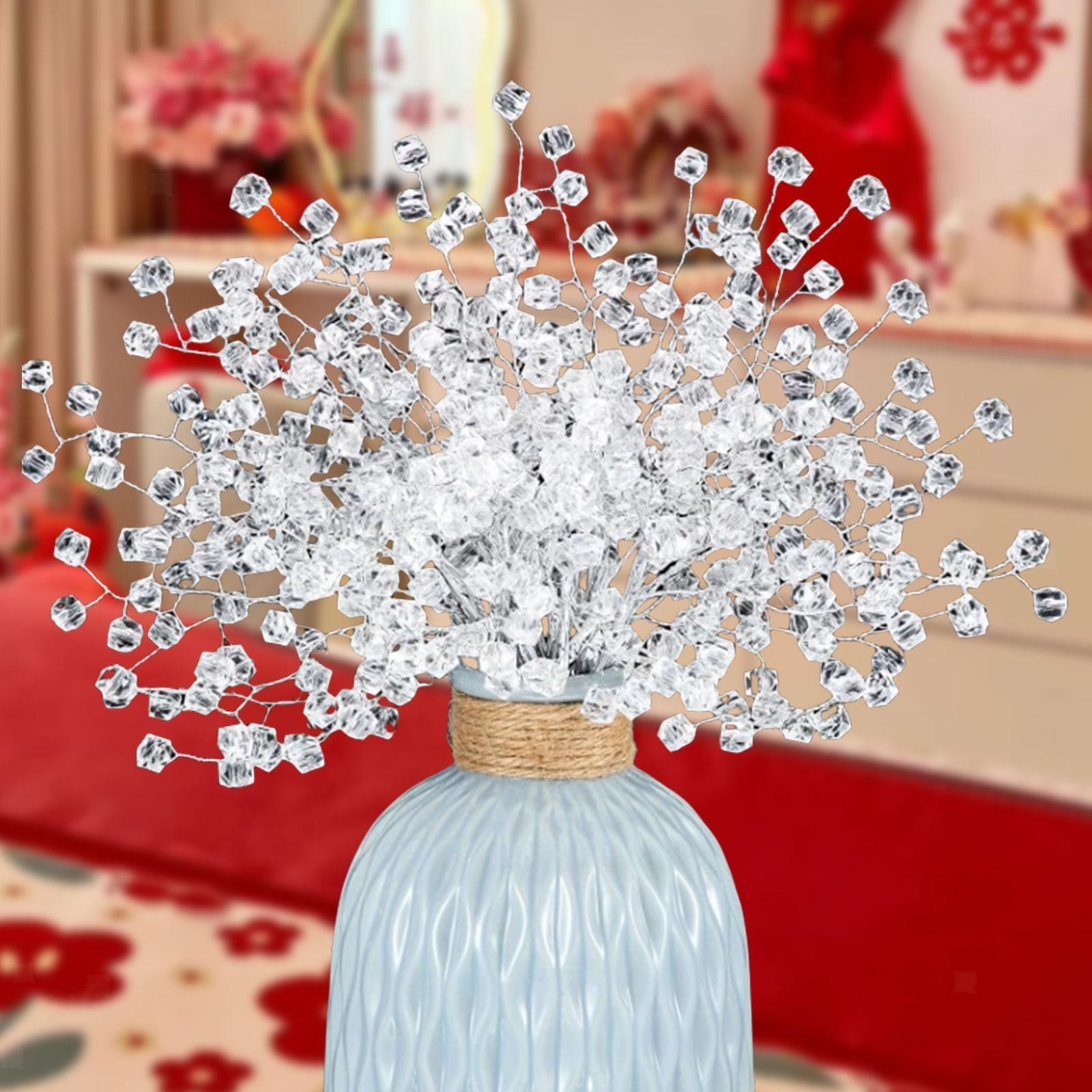 Artificial Flowers Bouquet 50 Pieces Acrylic Beaded Branches for Wedding