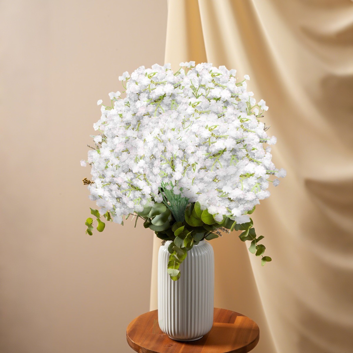 52PCS Baby Breath Artificial Flowers White Real Touch Gypsophila Bouquet Decor
