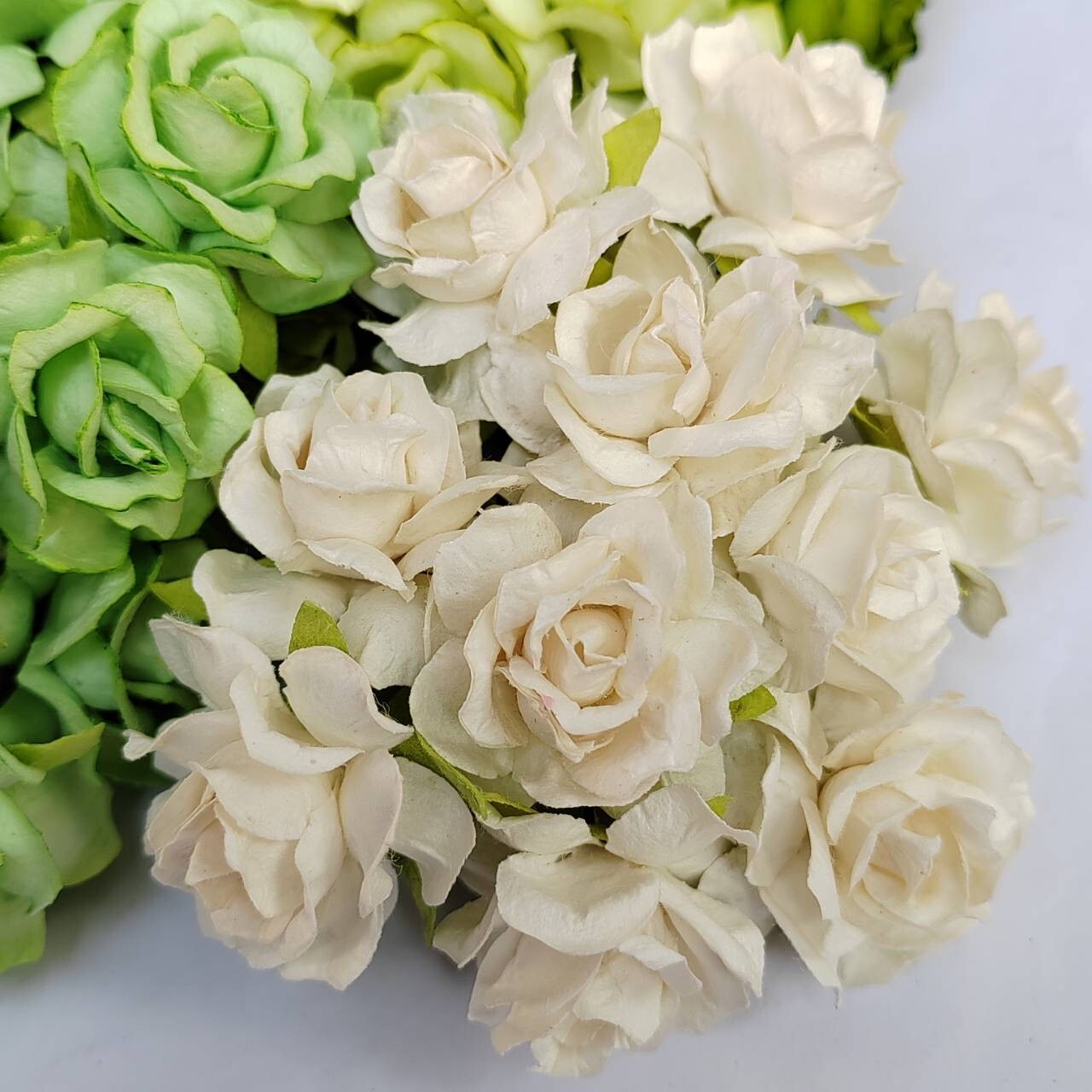 50 Mix Green Tone Artificial Flowers Rose Flower Paper Flower size 30-35 mm