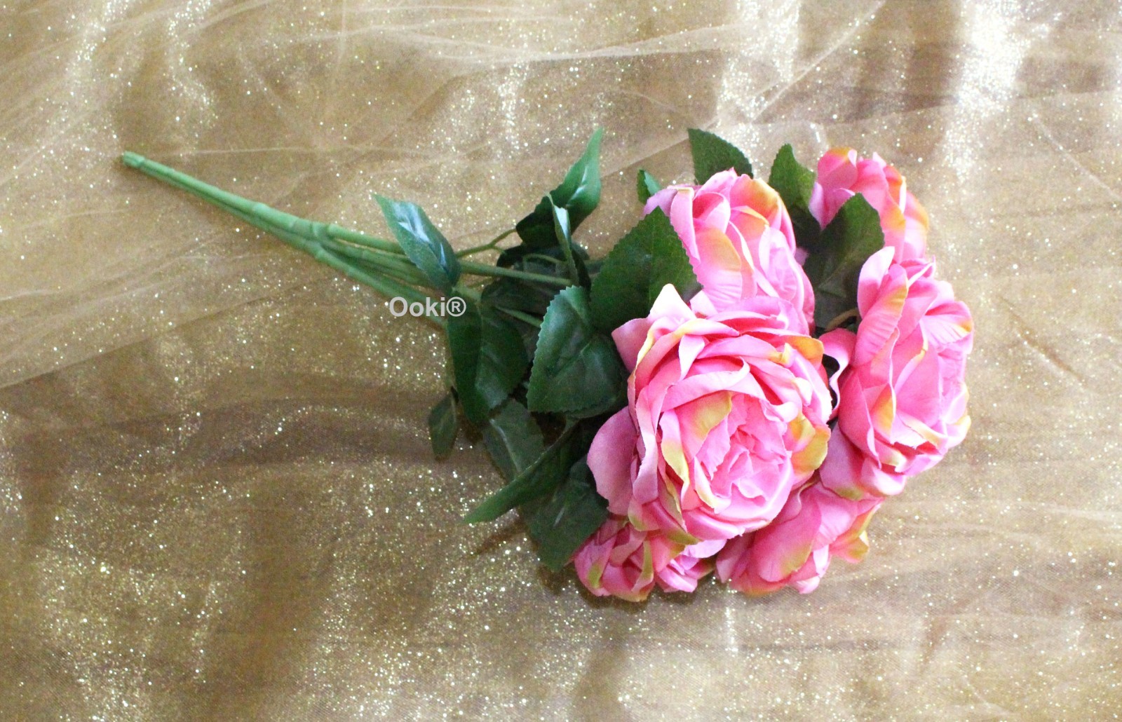 20″ Hot Pink Peony Rose Cabbage Head Artificial Silk Flower Bouquet Floral