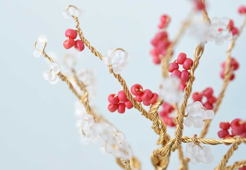 Zen Bonsai PLUM Wire Art Kit Japanese DIY Beaded Tree Home Decor Gift NEW JAPAN