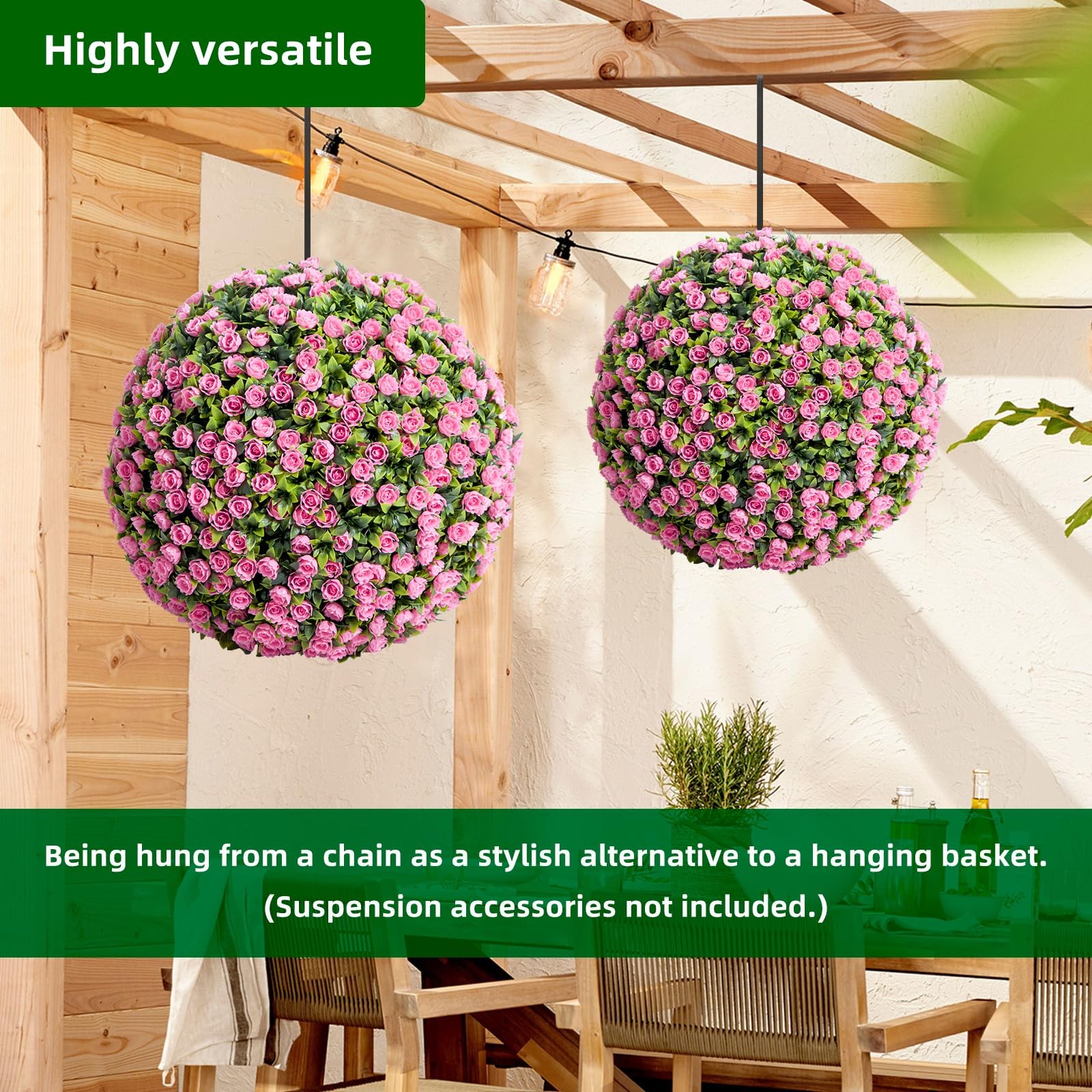 Garvee 2PCS Artificial Boxwood Topiary Balls for Home Decor Pink OD 44/45/55CM