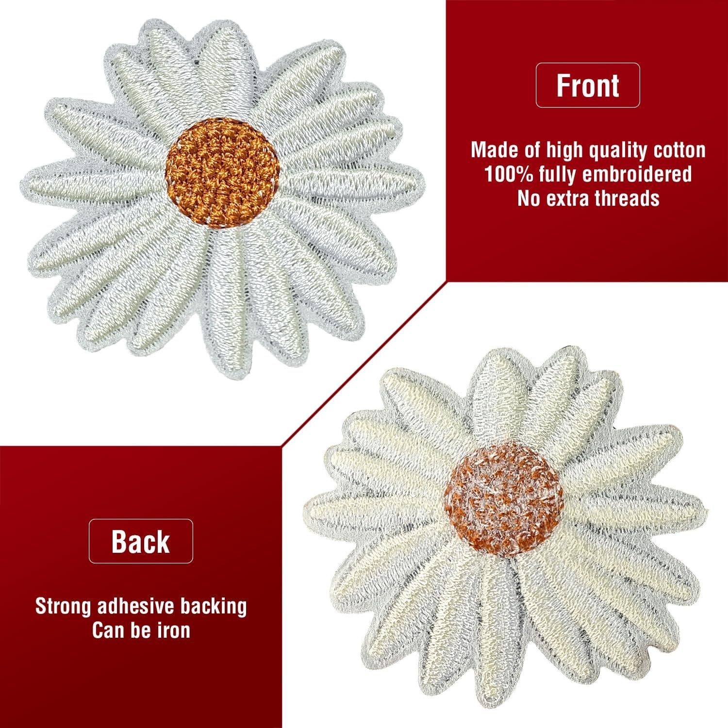 42PCS Flower & Butterfly Iron on Patches, Sew on Embroidered Applique Flower & B