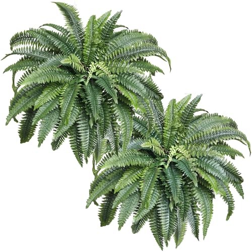 Artificial Boston Ferns, Fake Faux Fern Plants 45 Inch 2 2-Pack (45in) Green