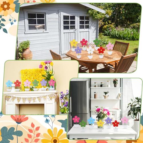 10 Pcs Tulipss Wood Signs Rustic Tulips Table Decoration Tabletop Spring Flower