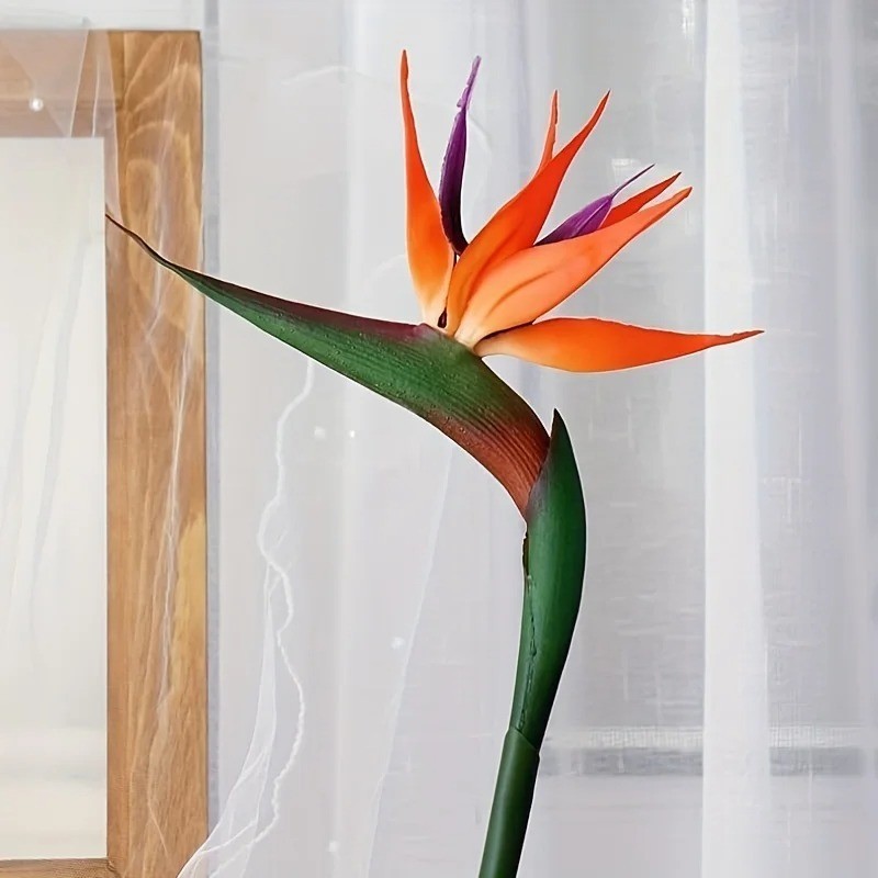 3pcs Artificial Bird Of Paradise Flowers Rubber Strelitzia 24.5” Long Stem Flow