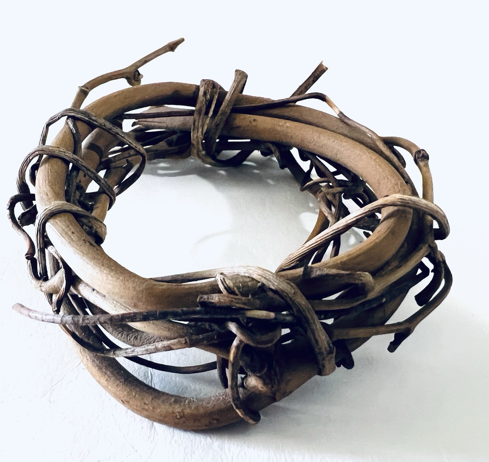 Rustic Natural Grapevine Wreath Ring Mini Vine Twig Candle Farmhouse Decor 4”