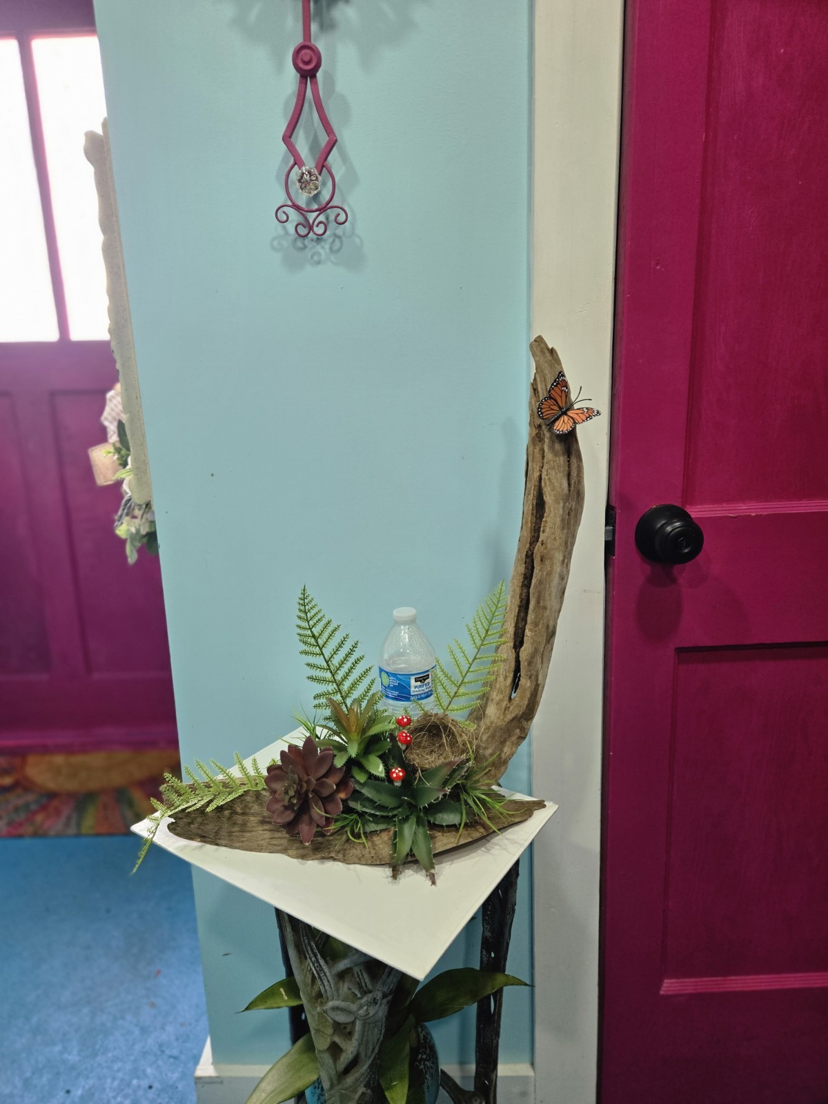 Handmade Driftwood Arrangement Centerpiece with Artificial Succulent and Fern