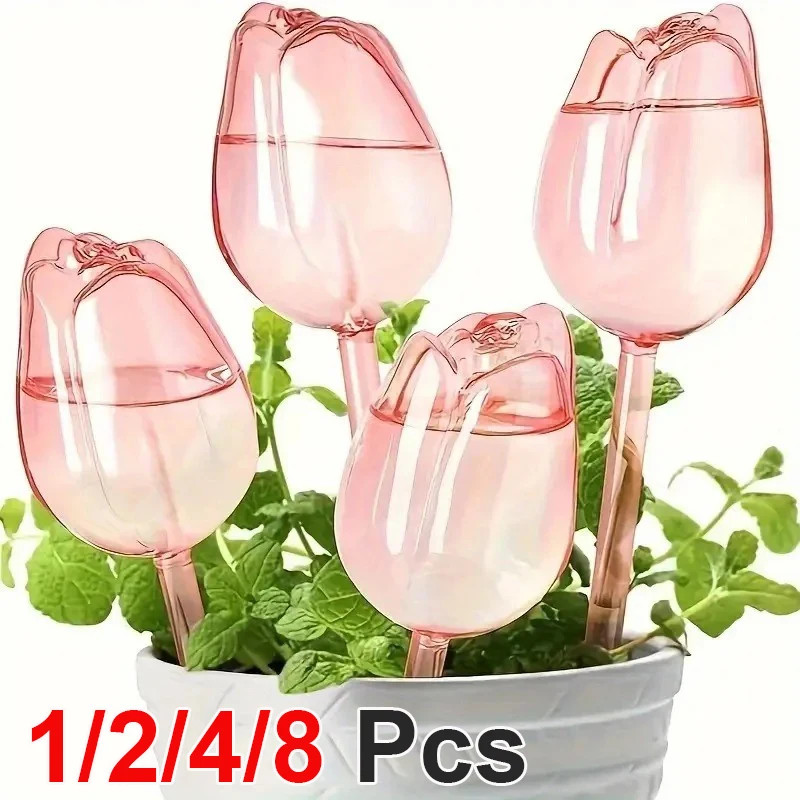 Pink Tulip Plant Watering Balls Suitable Indoor / Outdoor Plants Gardening Tool