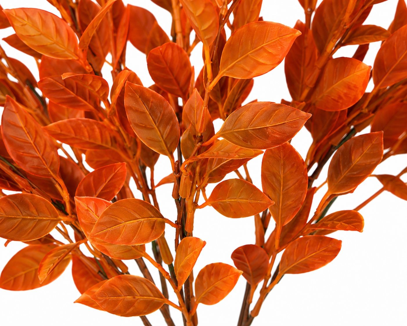Artificial Fall Leaf Bush 13 Inch Orange Faux Autumn Foliage Pick 5 Branches Wre