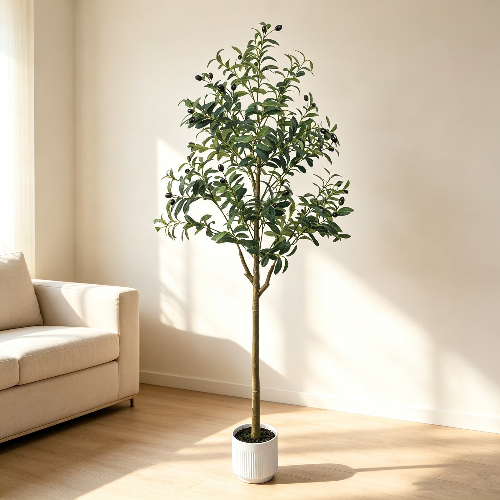 5FT Artificial Olive Tree with White Planter Faux Indoor Home Office Decor -NEW