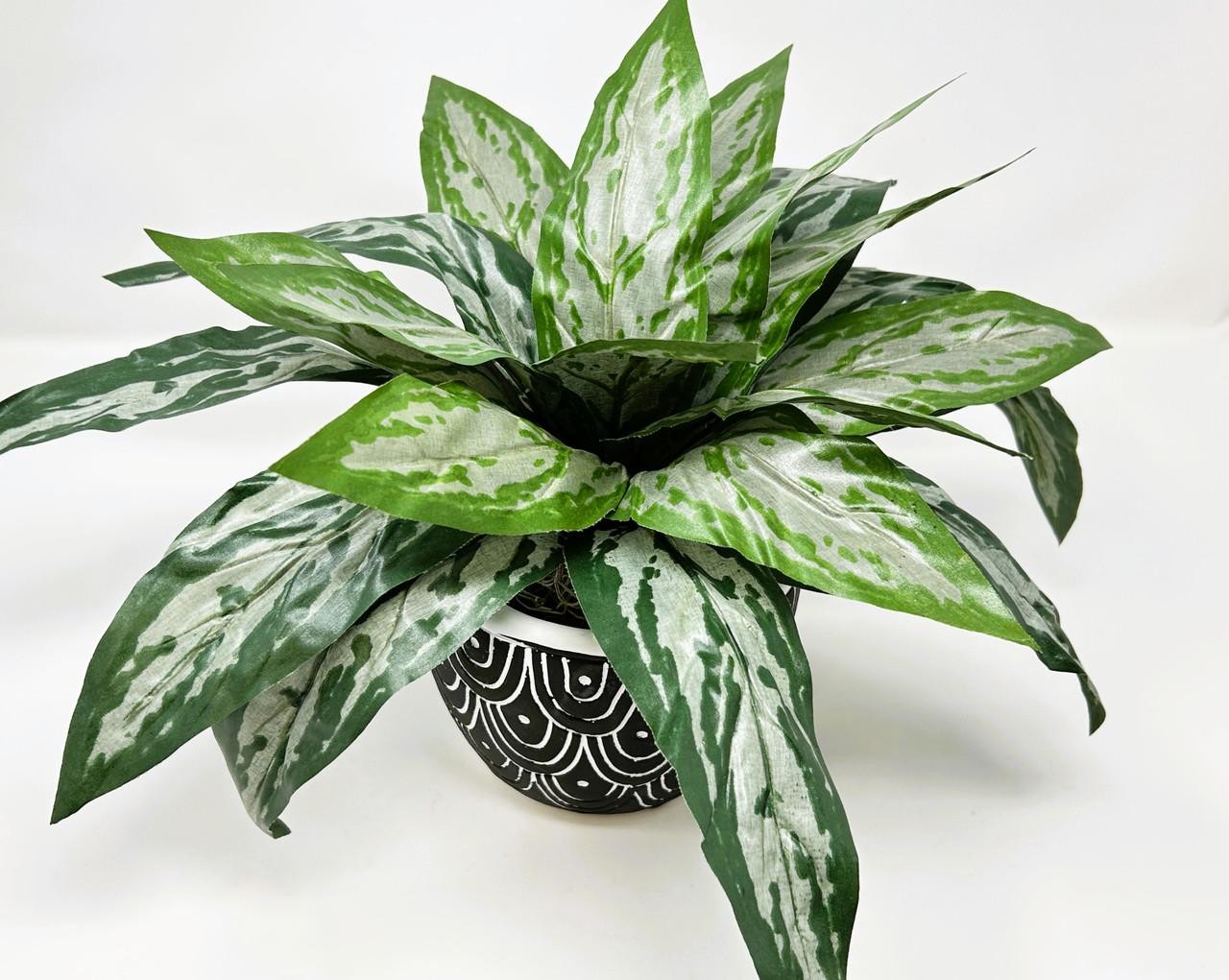 Silk Silver King SWORD plant in Black Ceramic Pot, handmade original by Lower Fo