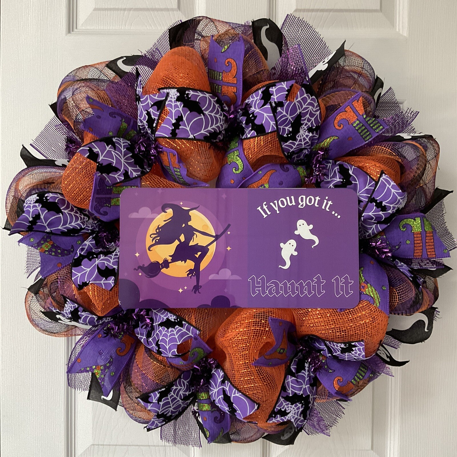 If You Got It Haunt It Halloween Wreath Handmade Deco Mesh