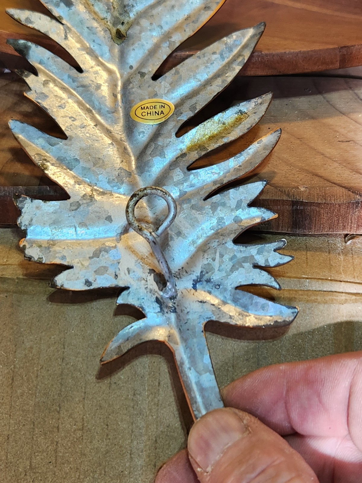 3 stamped steel LEAVES 27″ 15″ 14″ Wall Art NEW-Vintage STOCK-STEAMPUNK ART
