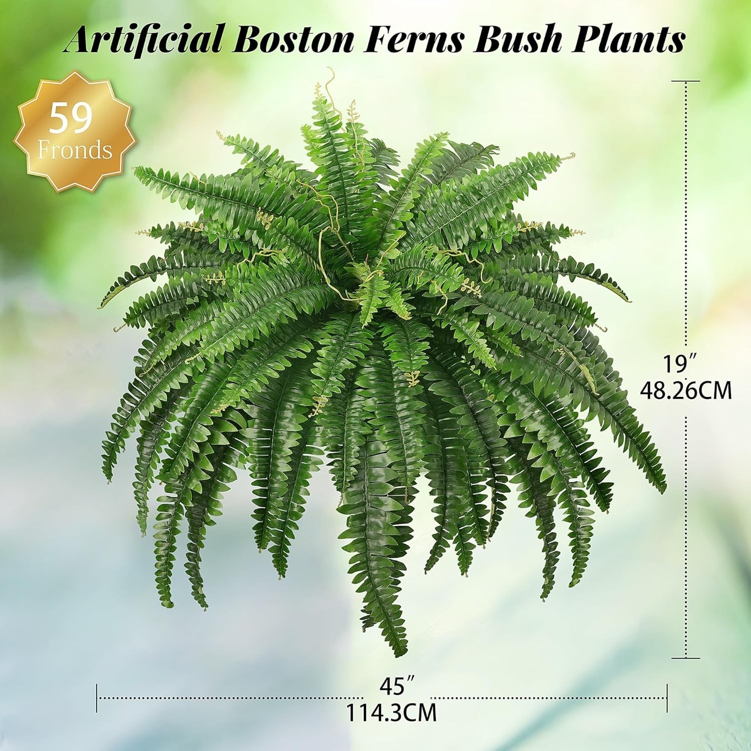 Artificial Ferns Large Fake Plants Outdoor Indoor Garden Porch Decor 2pcs