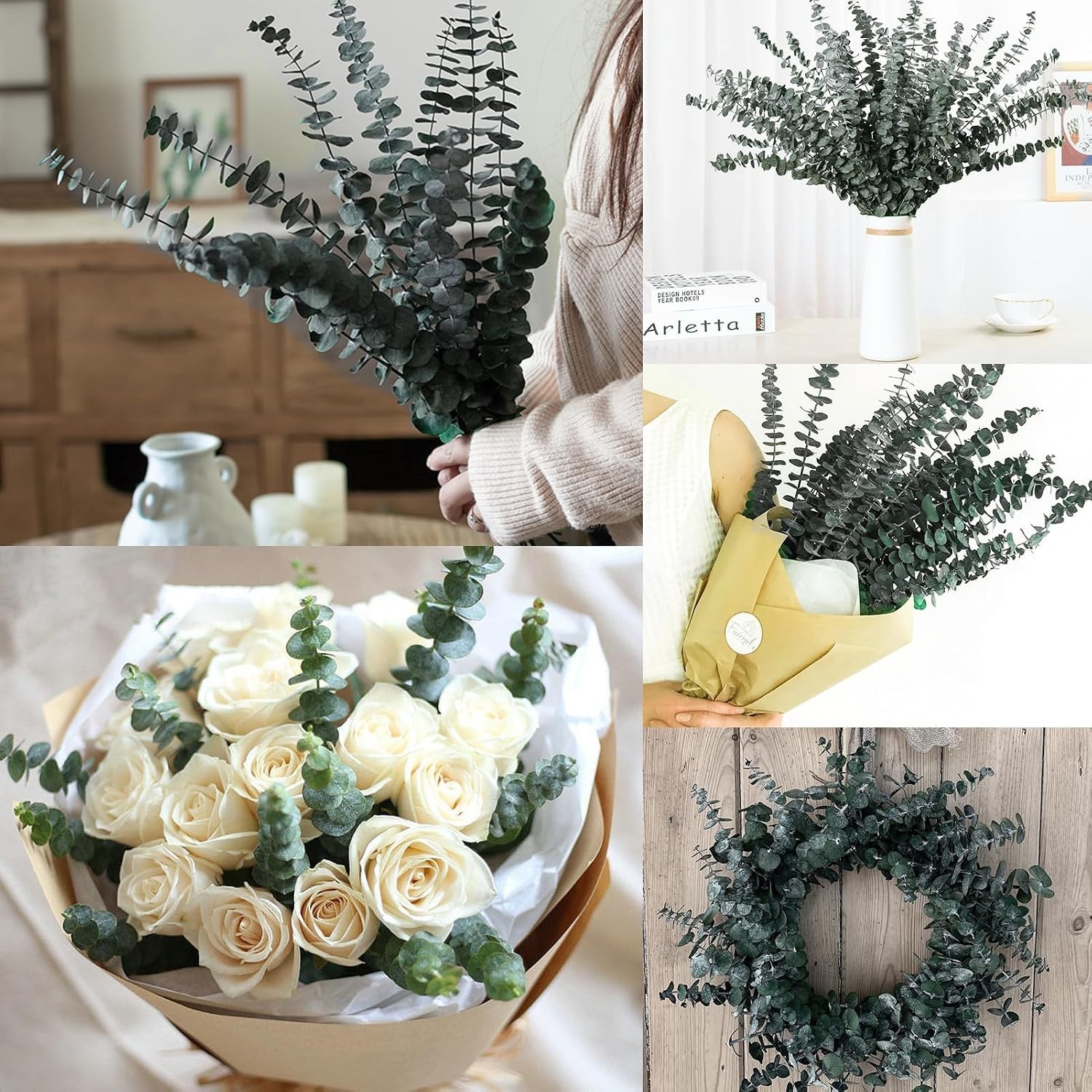 30Pcs Dried Eucalyptus Stems, 17″ Real Preserved Eucalyptus Plant for Shower, Fr